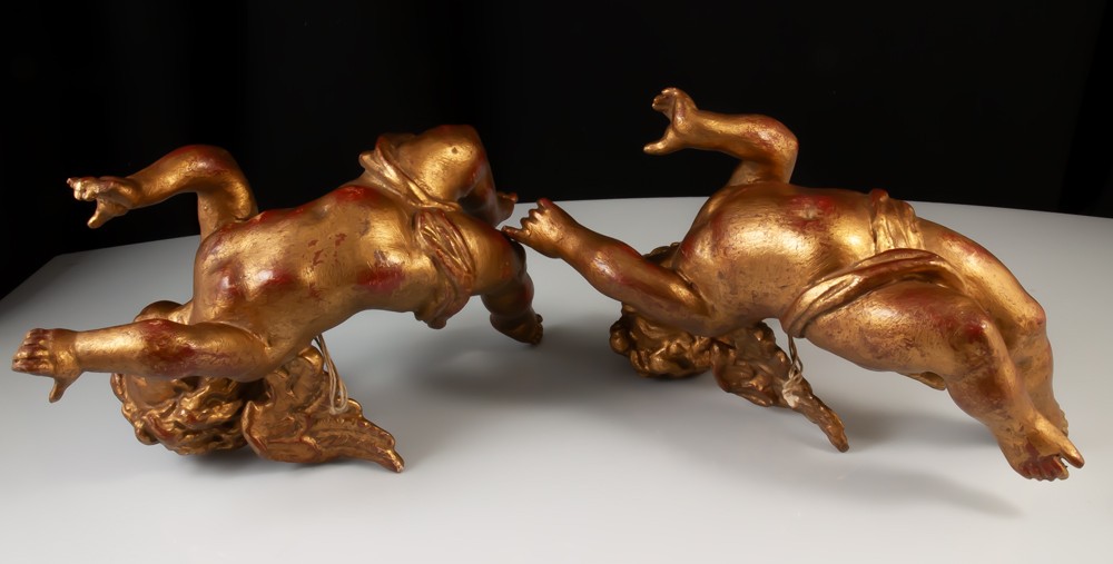 Pair Of Gilded Wooden Angels -photo-3