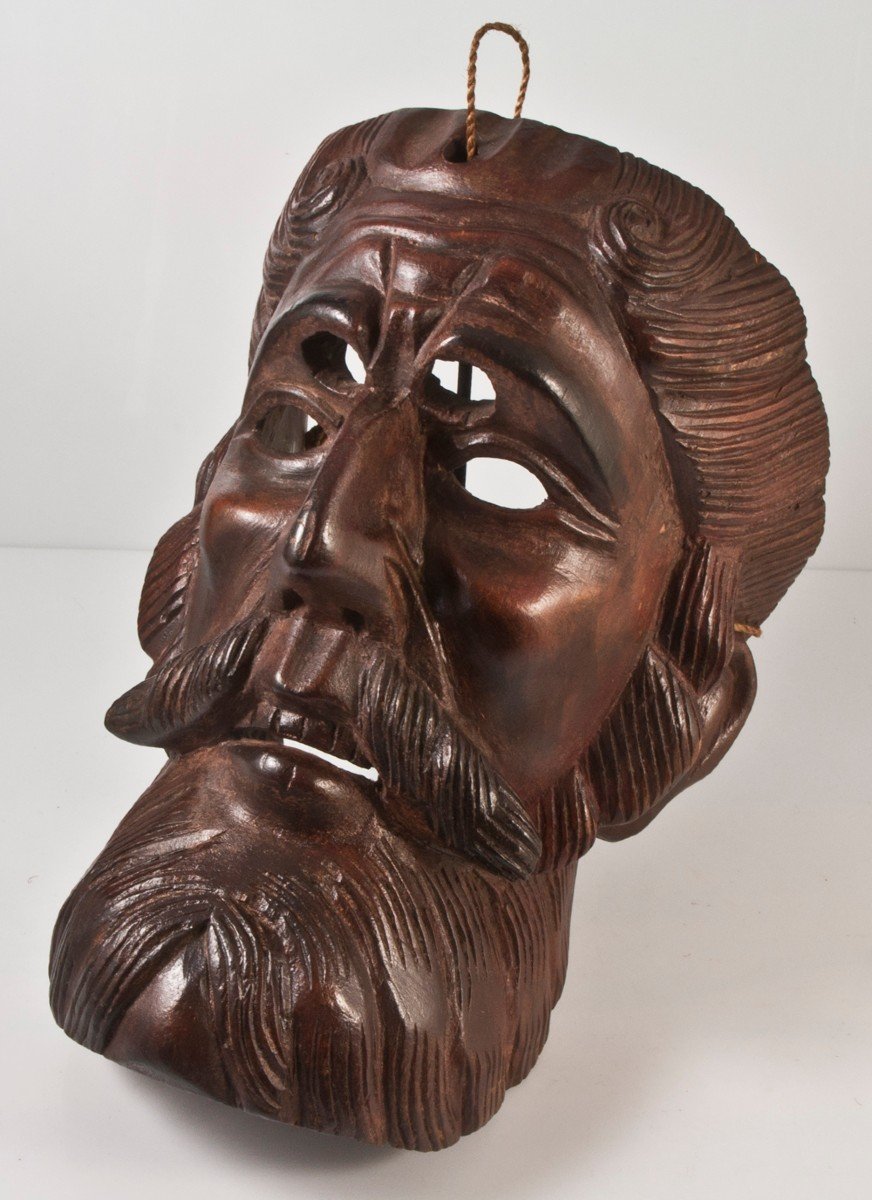 Conquistador Carved Wood Theater Mask-photo-3