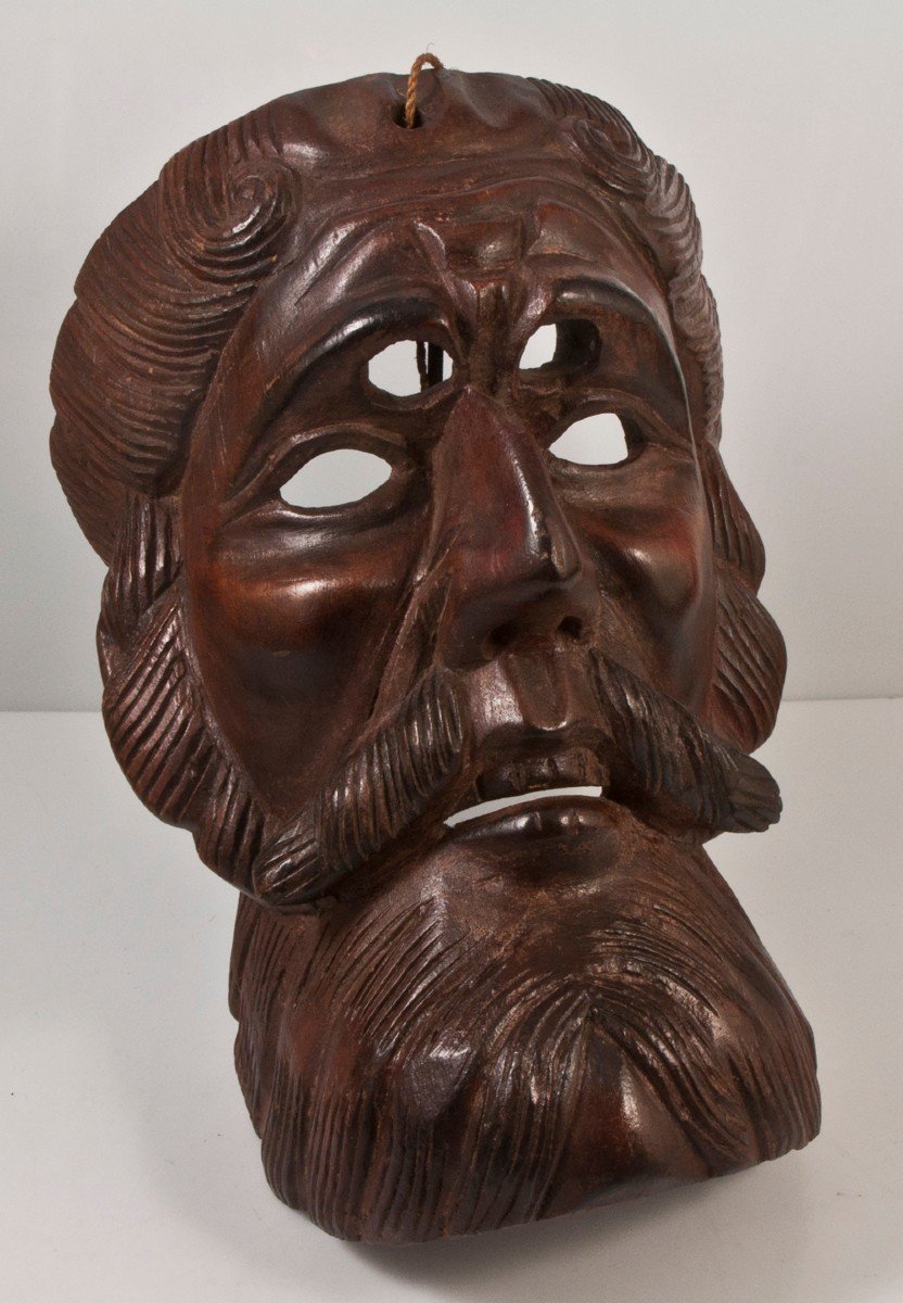 Conquistador Carved Wood Theater Mask