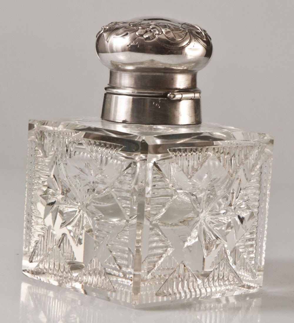 Cut Crystal And Silver Inkwell-photo-3