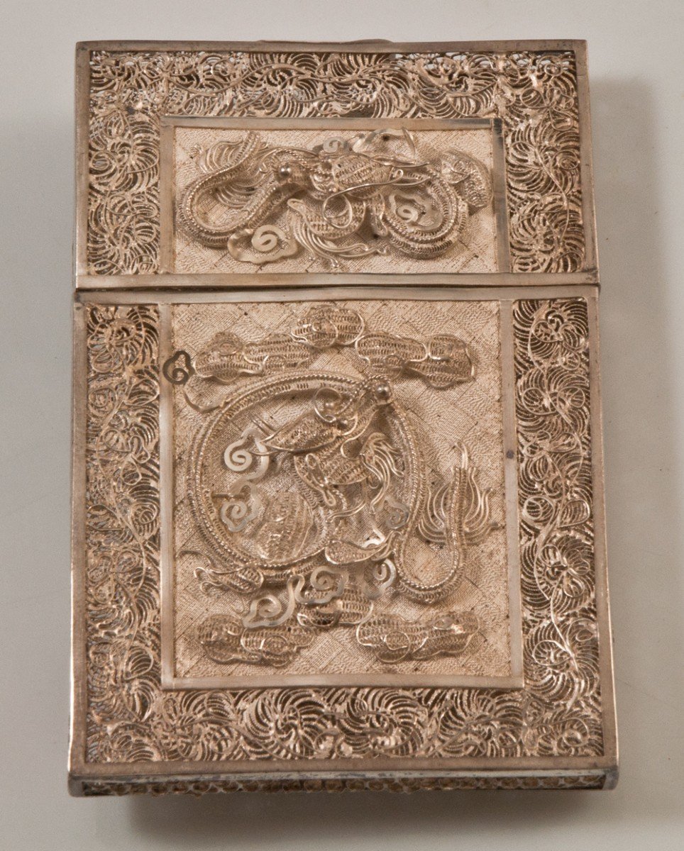 Chinese Filigree Silver Card Box / Case