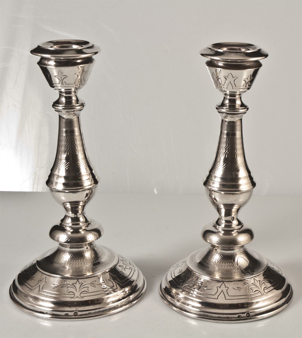 Pair Of Candlesticks In Sterling Silver Austria Hungary