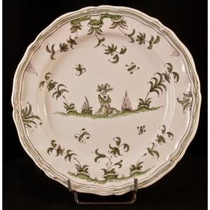 18th Century Plate In South-west Earthenware / Varages