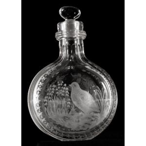 Partridge Cut Crystal Hunting Flask