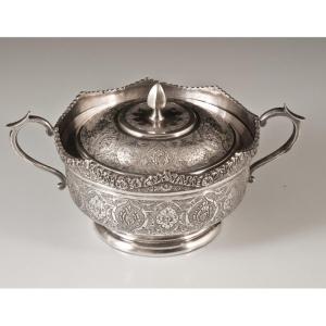 Iran Sterling Silver Sugar Bowl Kajar Persian Hallmark