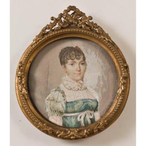Miniature First Empire Quality Portrait Of Lady