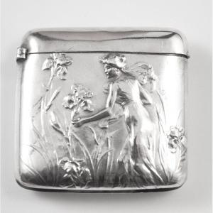 Pyrogenic Matchbox Sterling Silver Art Nouveau Dropsy / Mucha