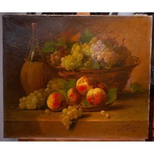 Florentin / Brunel-neuville (1852-1941): Still Life With Fruits Ag41