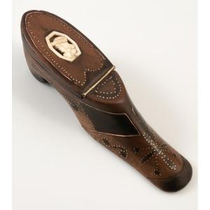 Wooden Shoe Shaped Snuff Box