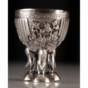 Asian Silver Egg Cup China Indochina