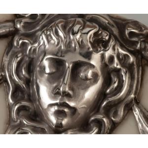 Cadre Photo En Argent Art Nouveau Tête De Femme