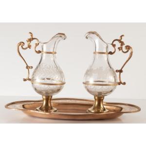 Church Cruet And Their Tray 19th Century