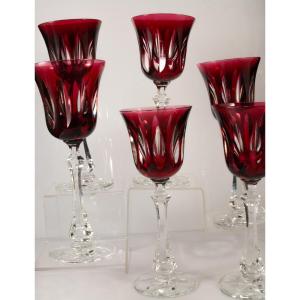 Six Grands Verres Rouge Cristal De Sèvres