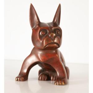 Bouledogue Français En Bronze Art Déco Cubiste 