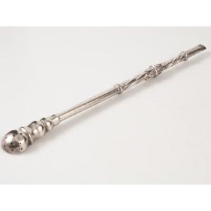 Tea Straw With Filter Spoon / Asian Silver / Mate / Bombilla