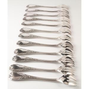 Christofle Marly Model 12 Oyster Forks Near New Condition