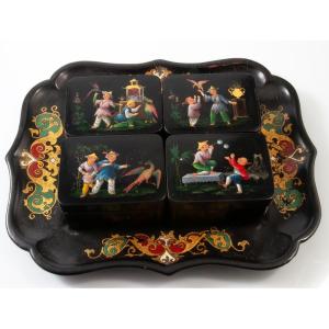 Token Boxes / Napoleon III Quadrille Game Chinese Decor