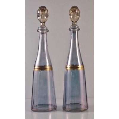 Pair Of Carafes In Violin Crystal