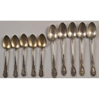 10 Silver Coffee And Mocha Spoons