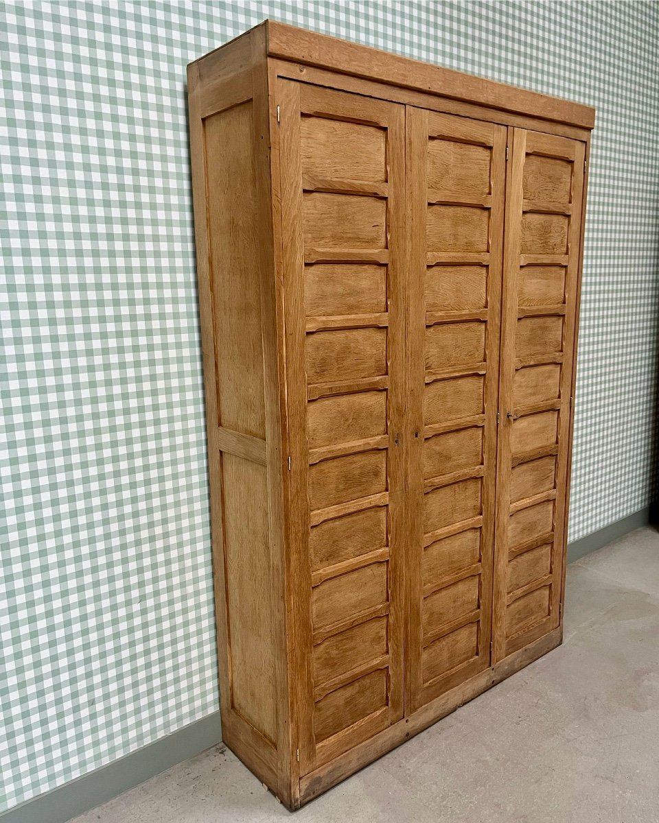 Armoire De Notaire Triple En Chêne (rénovée)-photo-3