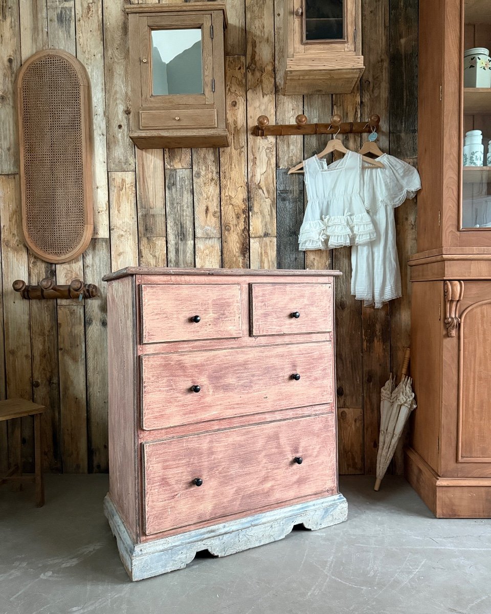 19th Century Solid Wood Patinated Chest Of Drawers-photo-2