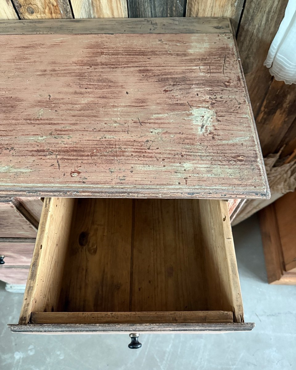 19th Century Solid Wood Patinated Chest Of Drawers-photo-6