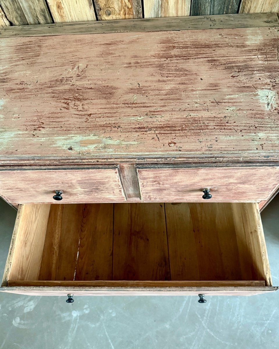 19th Century Solid Wood Patinated Chest Of Drawers-photo-7