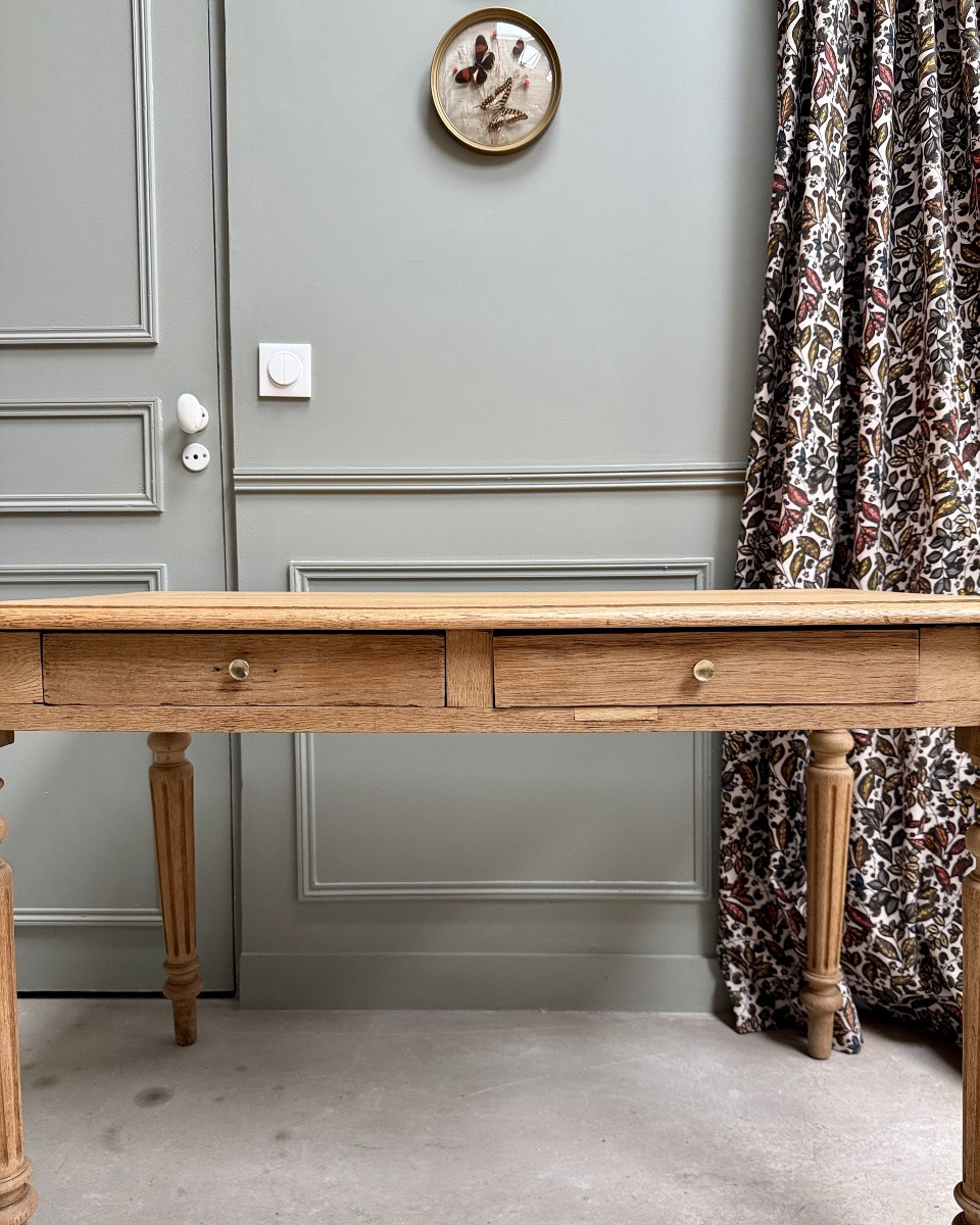 Oak Desk With Turned Legs (renovated)-photo-4