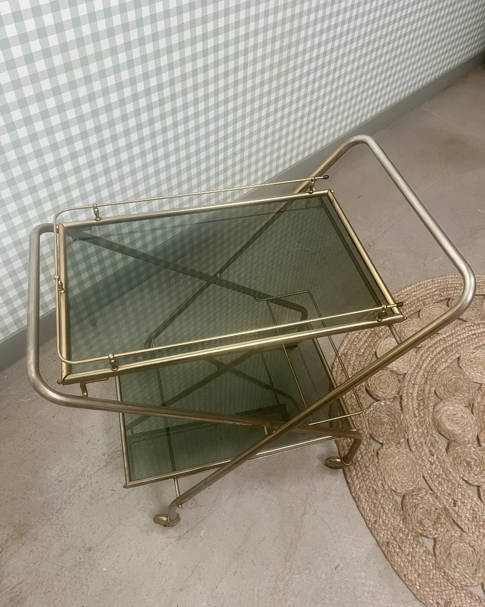 Brass And Smoked Glass Trolley-photo-4