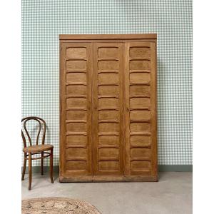 Armoire De Notaire Triple En Chêne (rénovée)