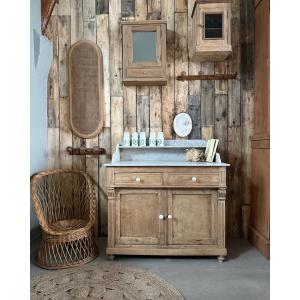 Antique Wooden And Marble Bathroom Cabinet (renovated)