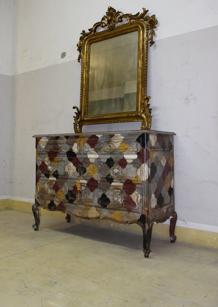 "Il Barocchino", Commode En Bois Laqué Et Décoré