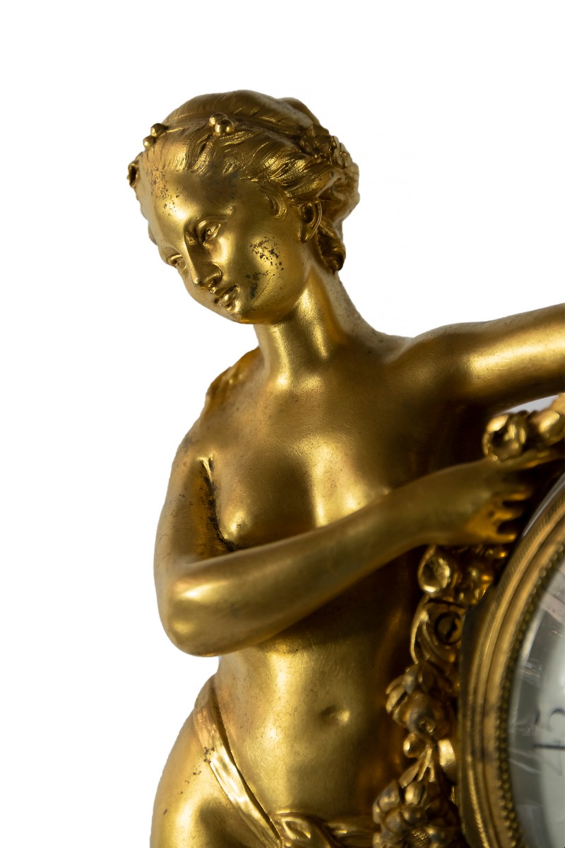 19th Century French Gilt Bronze And Marble Mantel Clock Caron Le Fils In Paris-photo-4