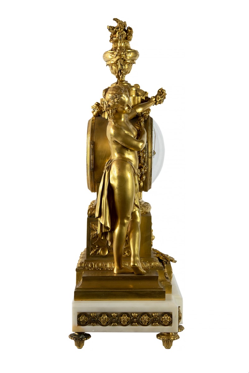 19th Century French Gilt Bronze And Marble Mantel Clock Caron Le Fils In Paris-photo-6