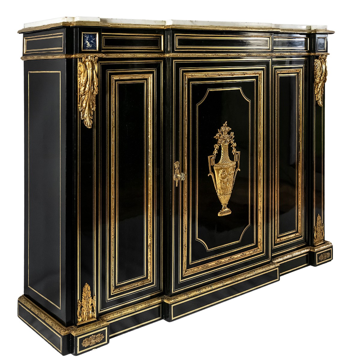 French Napoleon III Bronze Mounted And Inlaid Sideboard/cabinet-photo-2