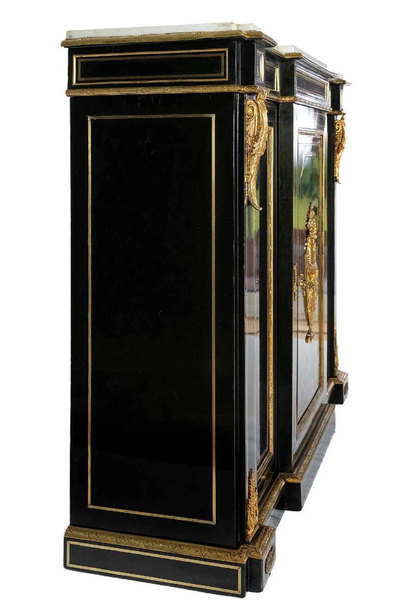 French Napoleon III Bronze Mounted And Inlaid Sideboard/cabinet-photo-5