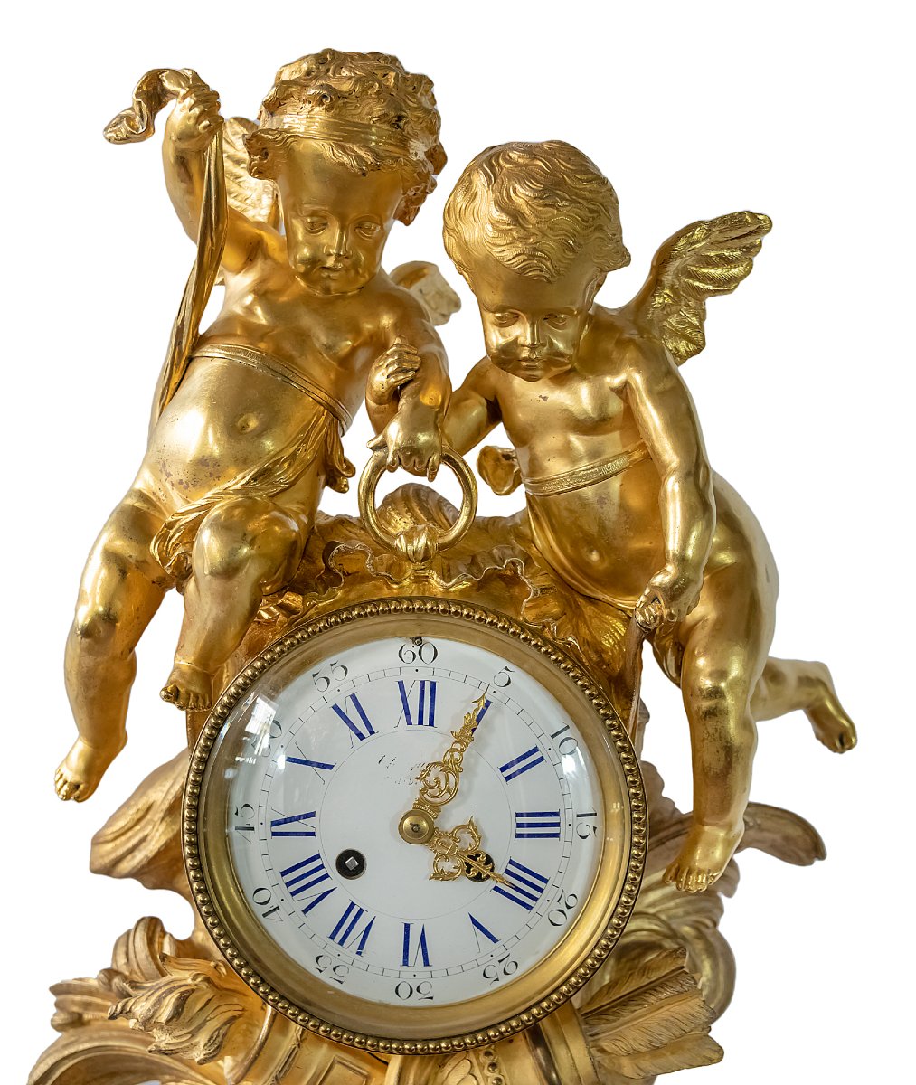 Antique Gilt Bronze Mantel Clock, France, 19th Century-photo-2