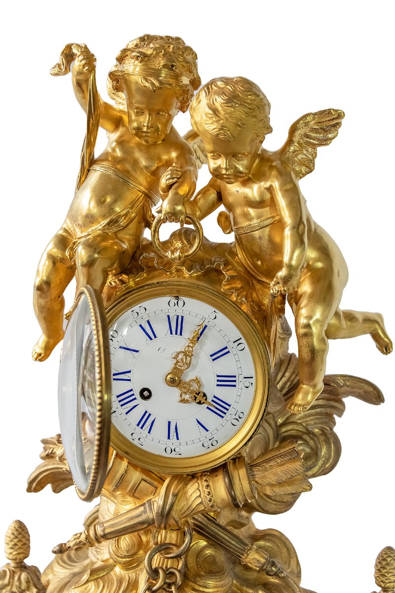 Antique Gilt Bronze Mantel Clock, France, 19th Century-photo-4