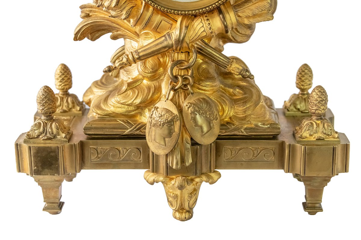 Antique Gilt Bronze Mantel Clock, France, 19th Century-photo-1