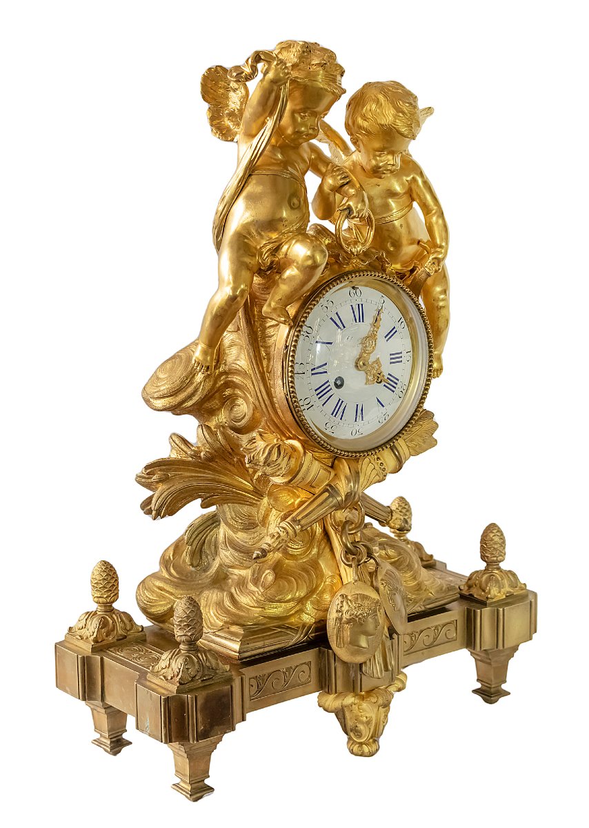 Antique Gilt Bronze Mantel Clock, France, 19th Century-photo-2