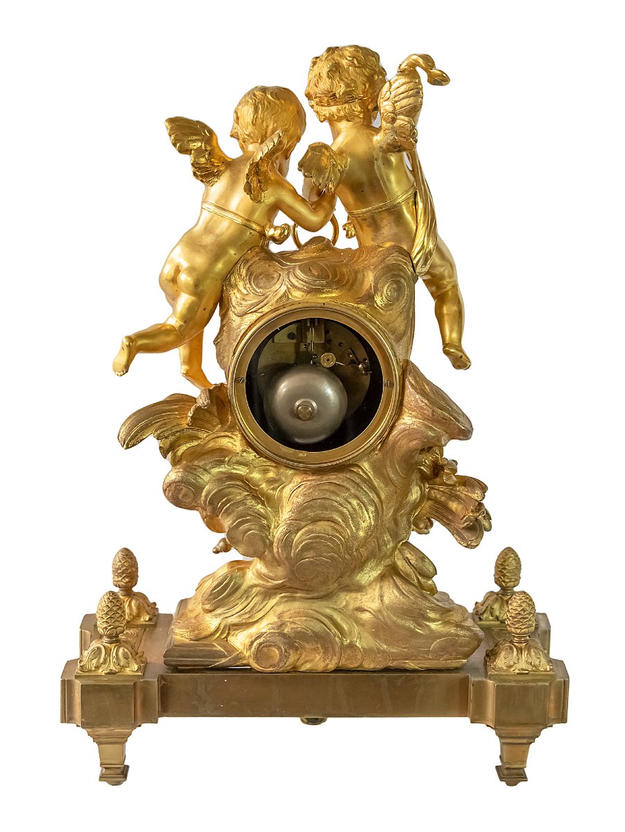 Antique Gilt Bronze Mantel Clock, France, 19th Century-photo-4