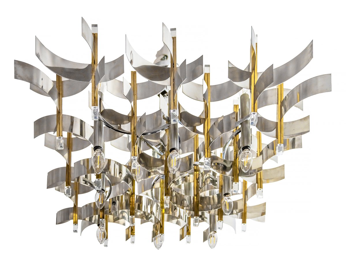 Mid-century Italian Chandelier By Gaetano Sciolari, Circa 1970-photo-2