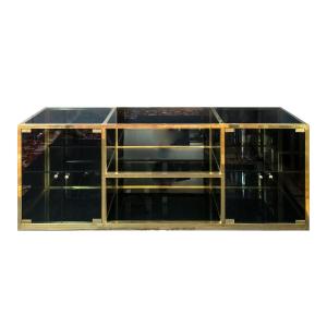 Mid-century Brass And Glass Sideboard, Maison Jansen / Romeo Rega Style