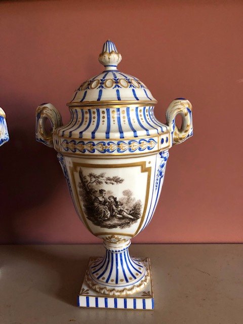 Paire De Vases Porcelaine Dans Le Goût De Sevres-photo-3