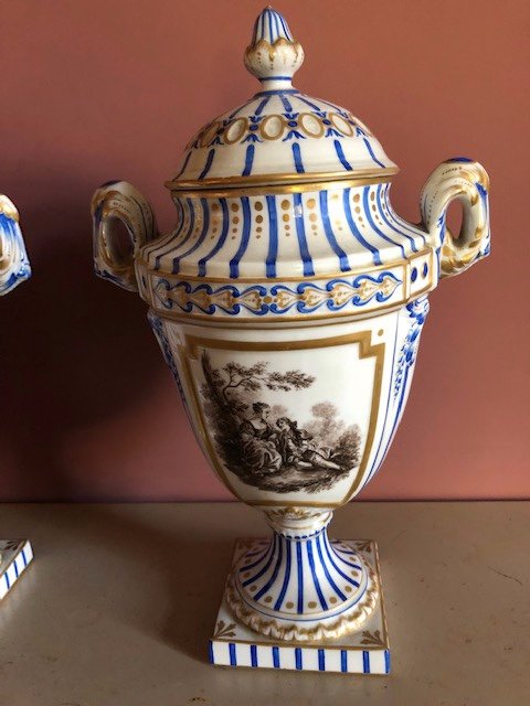 Paire De Vases Porcelaine Dans Le Goût De Sevres-photo-4