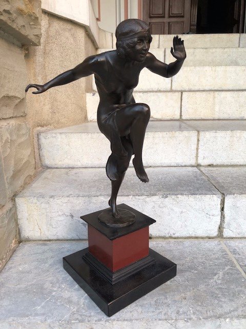 Statue Bronze Danseuse Art Deco Signée Rudolf Marcuse H.61cm.