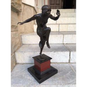 Statue Bronze Danseuse Art Deco Signée Rudolf Marcuse H.61cm.