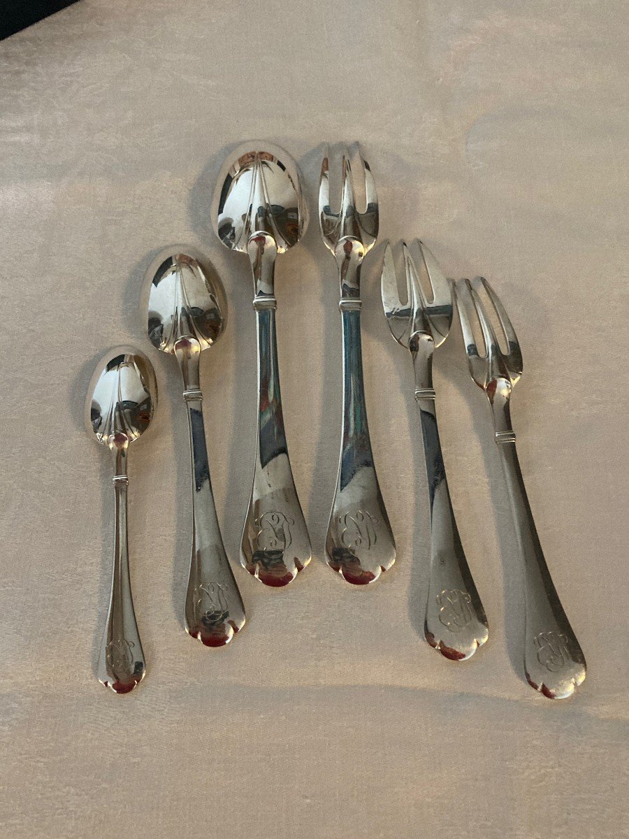 Puiforcat Cutlery Composed Of 108 Pieces. Sterling Silver.-photo-5