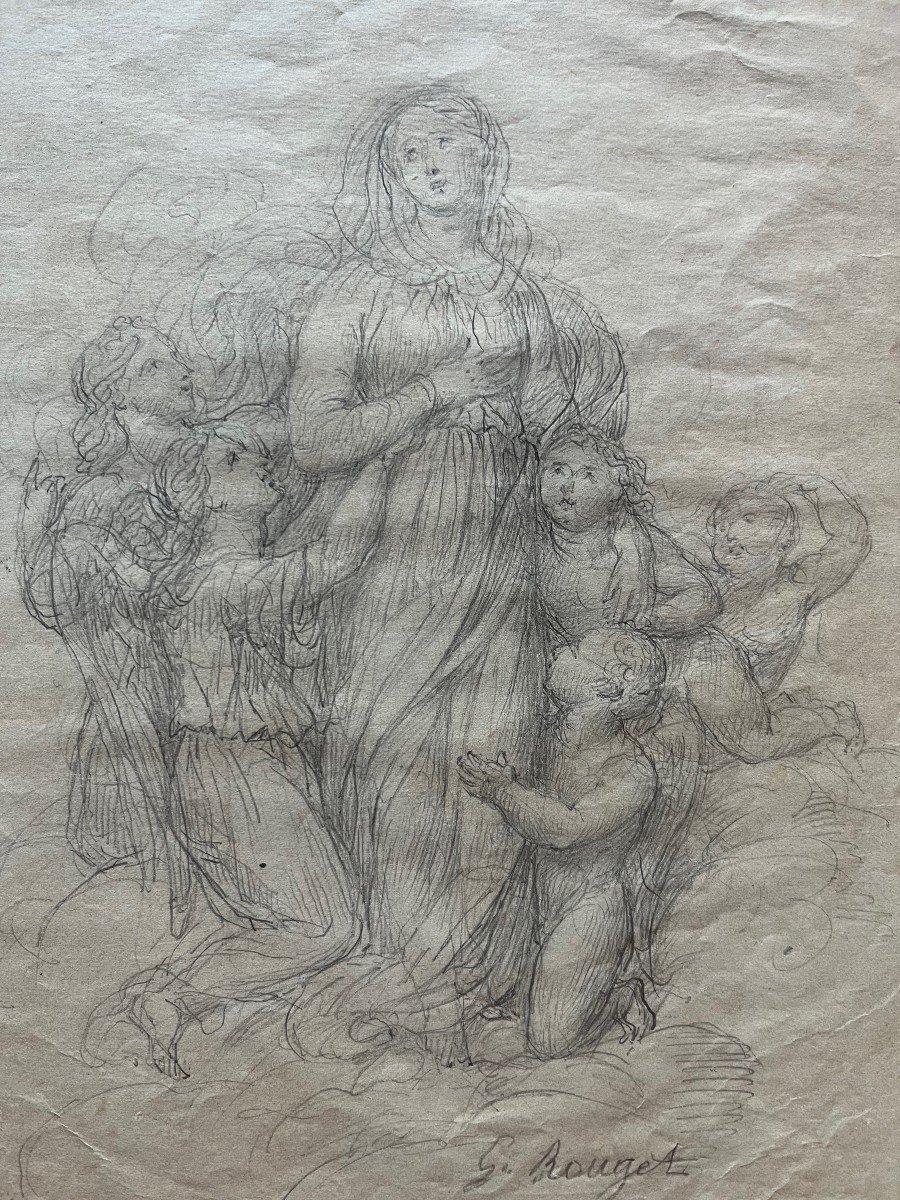 Dessin "L'Assomption de la Vierge" attribué à Georges ROUGET 1783 - 1869