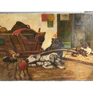 Painting Carriage Pulled By Dogs 